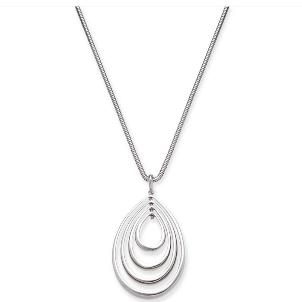 Alfani Silver-Tone Ascending Teardrop 37" Pendant Necklace
